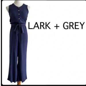 Lark Grey Navy Sleeveless Button Jumpsuit Size M